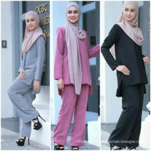 Modest fashion dubai fancy lace islamic clothing women blouse 2 pieces abaya